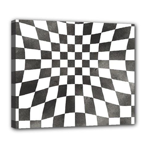 Checkerboard T- Shirt Watercolor Psychedelic Checkerboard T- Shirt Deluxe Canvas 24  X 20  (stretched) by EnriqueJohnson