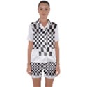 Checkerboard T- Shirt Watercolor Psychedelic Checkerboard T- Shirt Satin Short Sleeve Pajamas Set View1