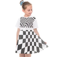 Checkerboard T- Shirt Watercolor Psychedelic Checkerboard T- Shirt Kids  Sailor Dress by EnriqueJohnson