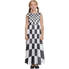 Checkerboard T- Shirt Watercolor Psychedelic Checkerboard T- Shirt Kids  Satin Sleeveless Maxi Dress by EnriqueJohnson