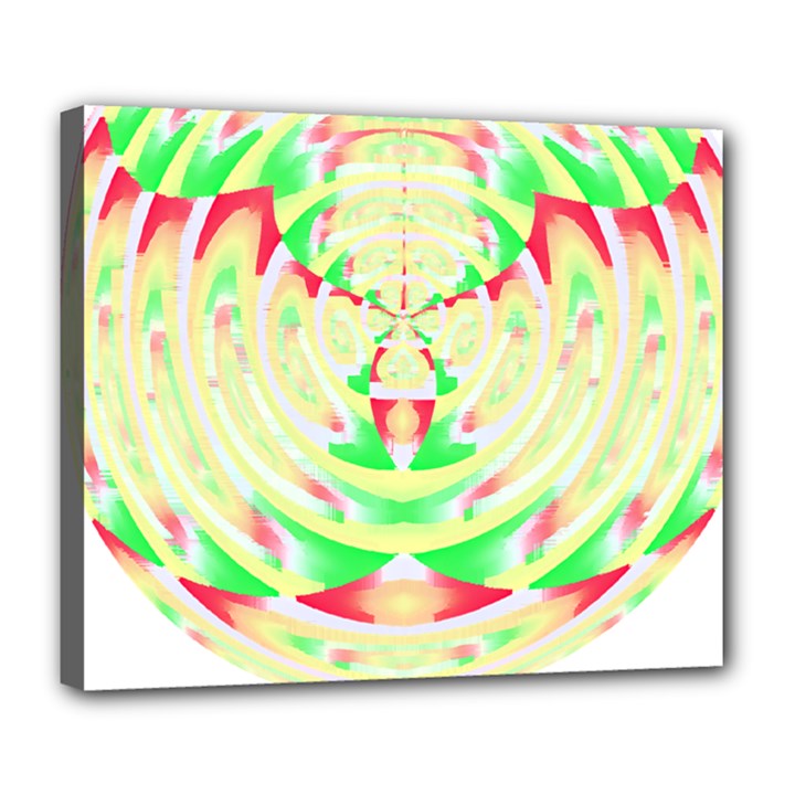 Circle Design T- Shirt Abstract Red Green Yellow Ornamental Circle Design T- Shirt Deluxe Canvas 24  x 20  (Stretched)