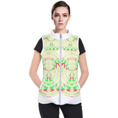 Circle Design T- Shirt Abstract Red Green Yellow Ornamental Circle Design T- Shirt Women s Puffer Vest