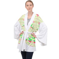 Circle Design T- Shirt Abstract Red Green Yellow Ornamental Circle Design T- Shirt Long Sleeve Velvet Kimono  by EnriqueJohnson