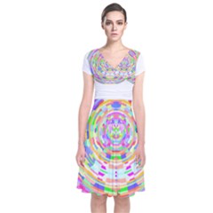 Circle T- Shirt Colourful Abstract Circle Design T- Shirt Short Sleeve Front Wrap Dress by EnriqueJohnson