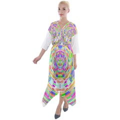 Circle T- Shirt Colourful Abstract Circle Design T- Shirt Quarter Sleeve Wrap Front Maxi Dress by EnriqueJohnson