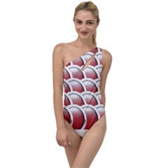 Circles Pattern T- Shirt Red Circles Pattern T- Shirt To One Side Swimsuit