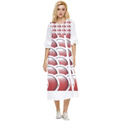 Circles Pattern T- Shirt Red Circles Pattern T- Shirt Double Cuff Midi Dress by EnriqueJohnson