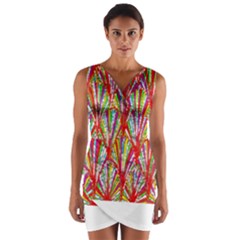 Colorful Design T- Shirt Bright Shells  T- Shirt Wrap Front Bodycon Dress