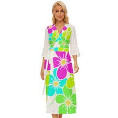 Colorful Flower T- Shirtcolorful Blooming Flower, Flowery, Floral Pattern T- Shirt Midsummer Wrap Dress by EnriqueJohnson