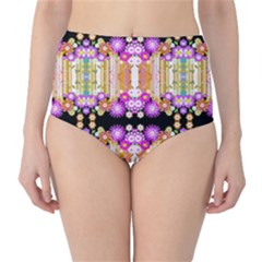 Colorful Flowers Pattern T- Shirt Colorful Wild Flowers T- Shirt Classic High-Waist Bikini Bottoms