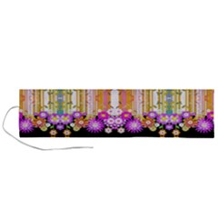 Colorful Flowers Pattern T- Shirt Colorful Wild Flowers T- Shirt Roll Up Canvas Pencil Holder (L)