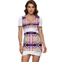 Colorful Flowers Pattern T- Shirt Colorful Wild Flowers T- Shirt Low Cut Cap Sleeve Mini Dress View1