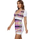 Colorful Flowers Pattern T- Shirt Colorful Wild Flowers T- Shirt Low Cut Cap Sleeve Mini Dress View2