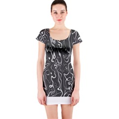 Cool Design Art T- Shirt Black And White Damascus Abstract Pattern T- Shirt Short Sleeve Bodycon Dress by EnriqueJohnson