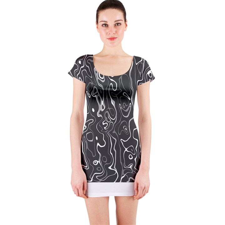 Cool Design Art T- Shirt Black And White Damascus Abstract Pattern T- Shirt Short Sleeve Bodycon Dress