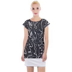 Cool Design Art T- Shirt Black And White Damascus Abstract Pattern T- Shirt Cap Sleeve Bodycon Dress by EnriqueJohnson