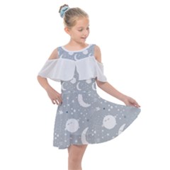 Cosmos T- Shirt Cute Baby Cosmic Pattern 7 Kids  Shoulder Cutout Chiffon Dress