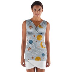 Cosmos T- Shirt Cute Baby Cosmic Pattern T- Shirt Wrap Front Bodycon Dress by EnriqueJohnson