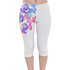 Daisies In Bloom T- Shirt Daisy Iris Heart Flower Floral Pattern Daisies T- Shirt Velvet Capri Leggings 