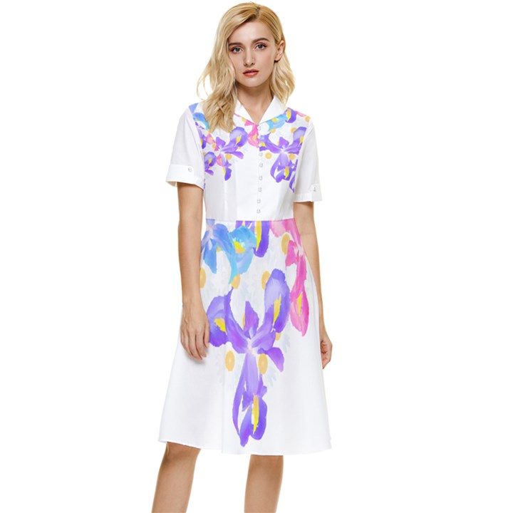 Daisies In Bloom T- Shirt Daisy Iris Heart Flower Floral Pattern Daisies T- Shirt Button Top Knee Length Dress