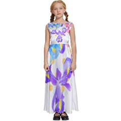 Daisies In Bloom T- Shirt Daisy Iris Heart Flower Floral Pattern Daisies T- Shirt Kids  Satin Sleeveless Maxi Dress by EnriqueJohnson