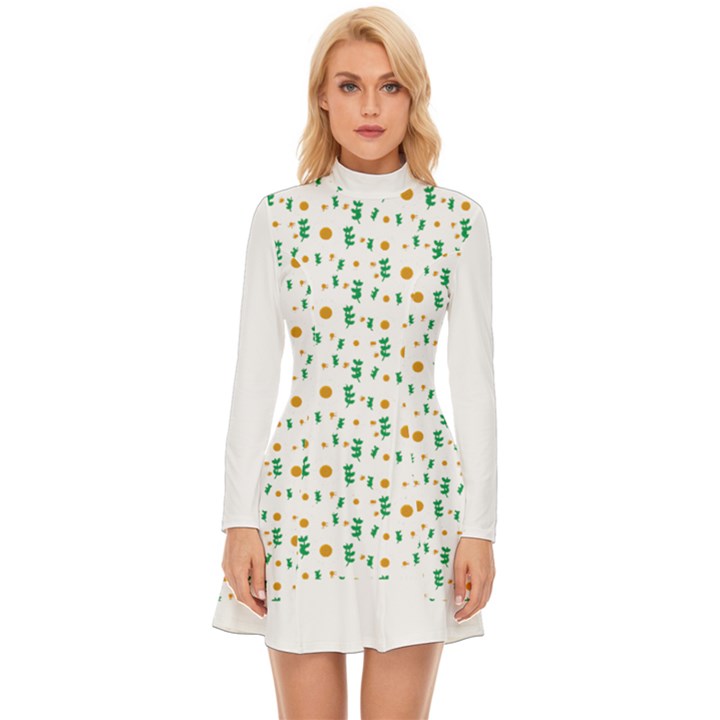 Daisy Flower T- Shirt Daisy Seamless Pattern - Daisy Flower, Floral Pattern T- Shirt Long Sleeve Velour Longline Dress