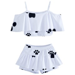 Dog Paw Print T- Shirt Paw Pattern 6 Kids  Off Shoulder Skirt Bikini by EnriqueJohnson