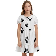 Dog Paw Print T- Shirt Paw Pattern 6 Kids  Puff Sleeved Dress by EnriqueJohnson