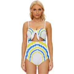 Easter Eggs T- Shirt Easter Eggs Pattern T- Shirt Knot Front One-piece Swimsuit