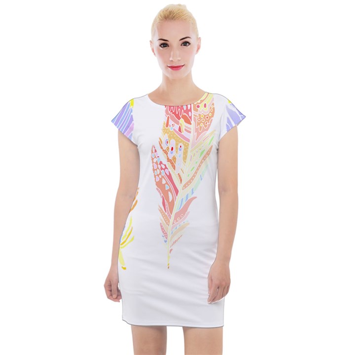 Feathers Design T- Shirtfeathers T- Shirt (1) Cap Sleeve Bodycon Dress