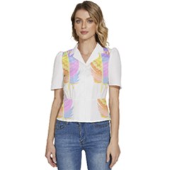 Feathers Design T- Shirtfeathers T- Shirt (3) Puffed Short Sleeve Button Up Jacket