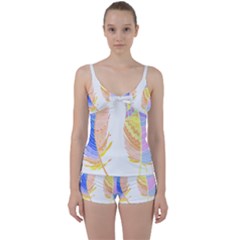 Feathers Design T- Shirtfeathers T- Shirt (4) Tie Front Two Piece Tankini by EnriqueJohnson