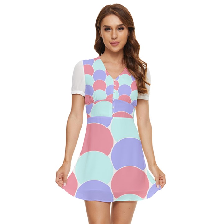 Fish Scale Pattern T- Shirtvery Peri Fish Scale Pattern T- Shirt V-Neck High Waist Chiffon Mini Dress