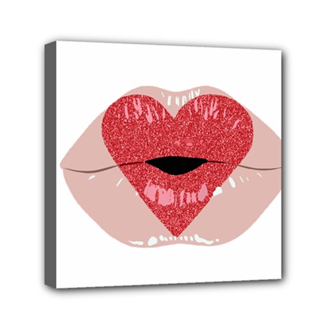 Lips -16 Mini Canvas 6  x 6  (Stretched)