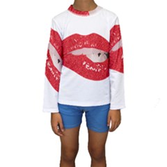 Lips -25 Kids  Long Sleeve Swimwear by SychEva