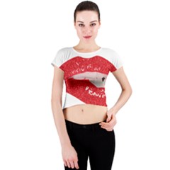 Lips -25 Crew Neck Crop Top by SychEva