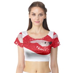 Lips -25 Short Sleeve Crop Top by SychEva