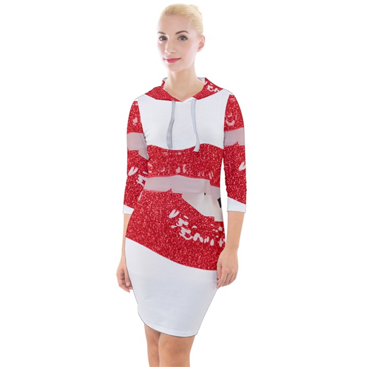 Lips -25 Quarter Sleeve Hood Bodycon Dress