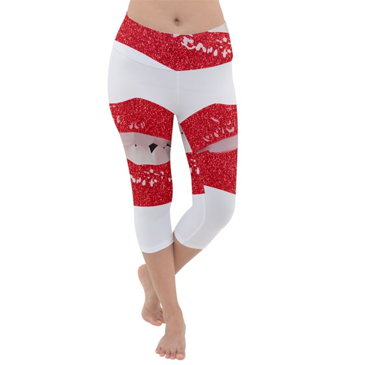 Lips -25 Lightweight Velour Capri Yoga Leggings