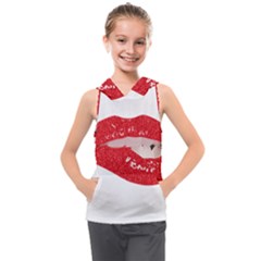 Lips -25 Kids  Sleeveless Hoodie by SychEva