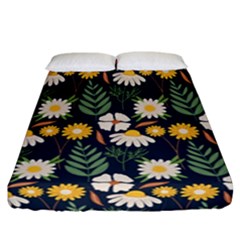 Flower Grey Pattern Floral Fitted Sheet (california King Size) by Dutashop