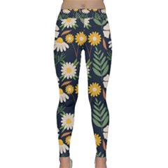 Flower Grey Pattern Floral Classic Yoga Leggings