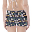 Flower Grey Pattern Floral Boyleg Bikini Wrap Bottoms View2