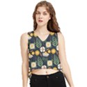 Flower Grey Pattern Floral V-Neck Cropped Tank Top View1