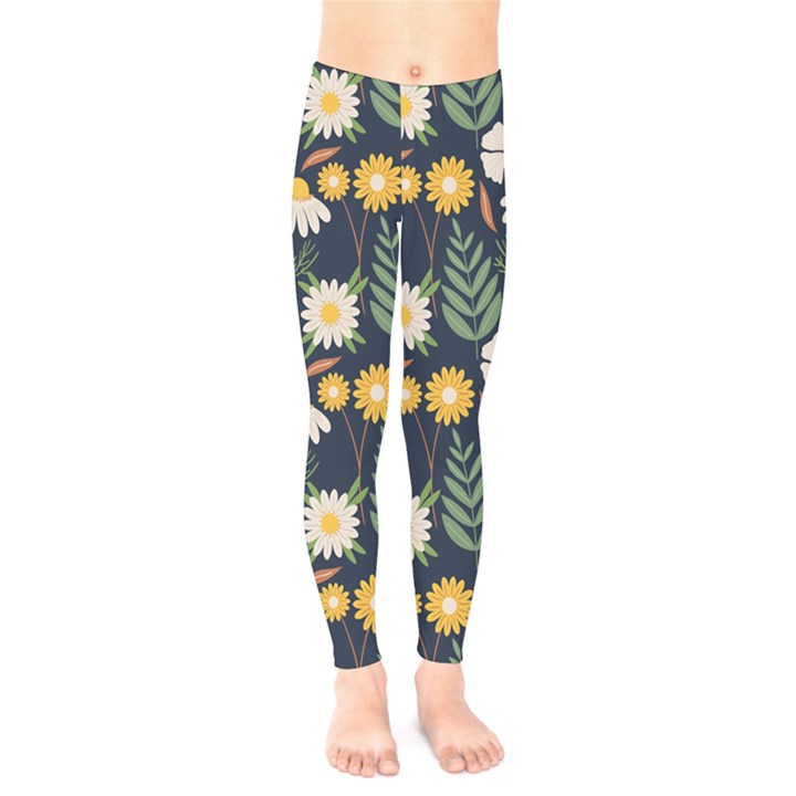 Flower Grey Pattern Floral Kids  Leggings