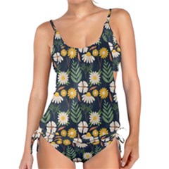 Flower Grey Pattern Floral Tankini Set by Dutashop