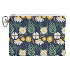 Flower Grey Pattern Floral Canvas Cosmetic Bag (xl) by Dutashop