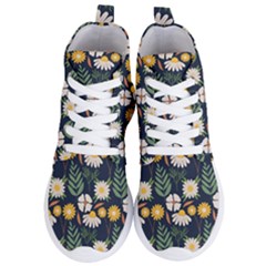 Flower Grey Pattern Floral Women s Lightweight High Top Sneakers by Dutashop