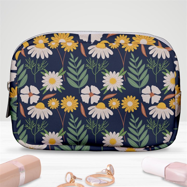 Flower Grey Pattern Floral Make Up Pouch (Small)