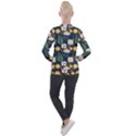 Flower Grey Pattern Floral Casual Zip Up Jacket View2